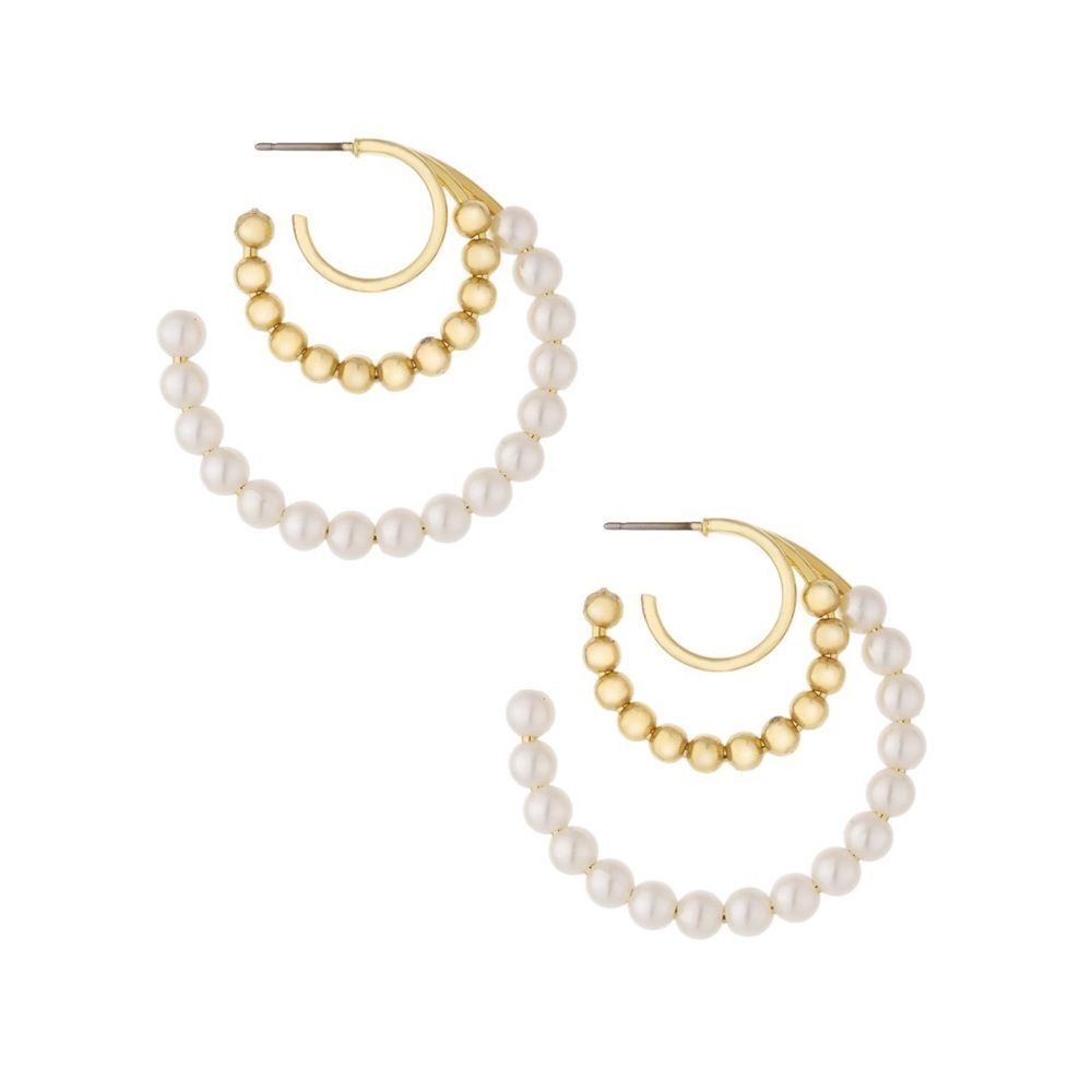 ETTIKA
Imitation Pearl and 18K Gold Plated Bubble Hoops